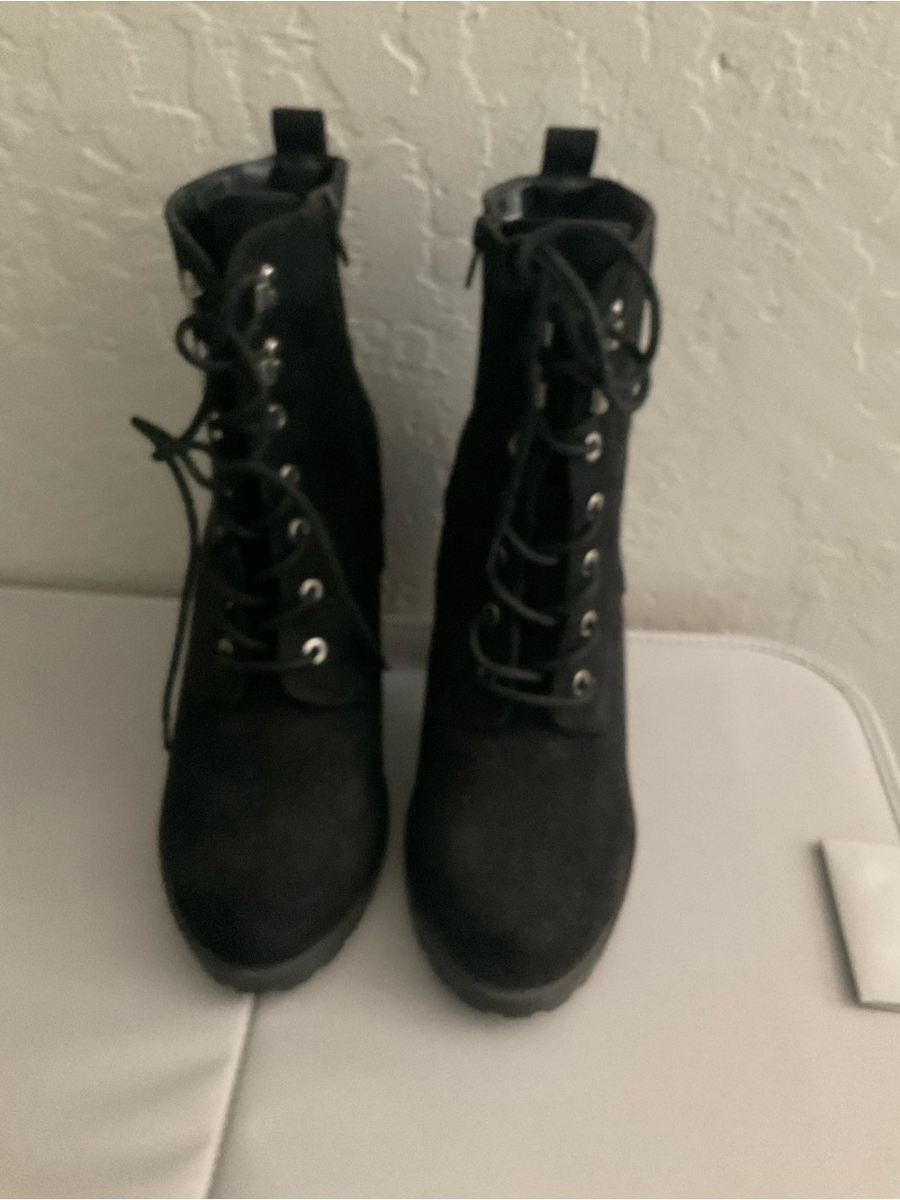 Black Lace-Up Ankle Boots - Women